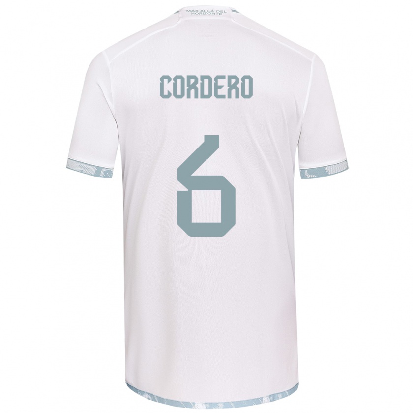 Kandiny Niño Camiseta Renato Cordero #6 Gris Blanco 2ª Equipación 2024/25 La Camisa Chile