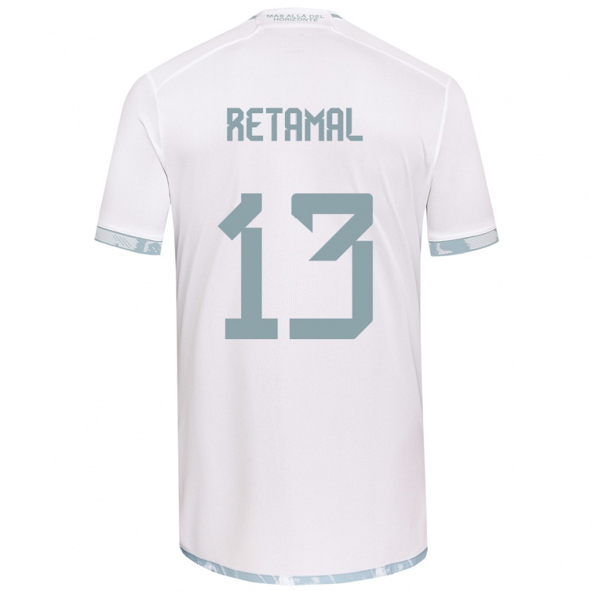 Kandiny Niño Camiseta David Retamal #13 Gris Blanco 2ª Equipación 2024/25 La Camisa Chile