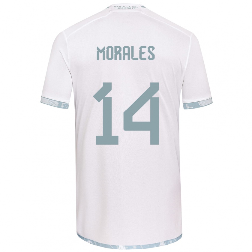 Kandiny Niño Camiseta Marcelo Morales #14 Gris Blanco 2ª Equipación 2024/25 La Camisa Chile