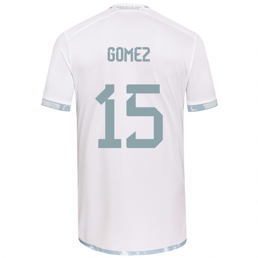 Kandiny Niño Camiseta Juan Pablo Gómez #15 Gris Blanco 2ª Equipación 2024/25 La Camisa Chile