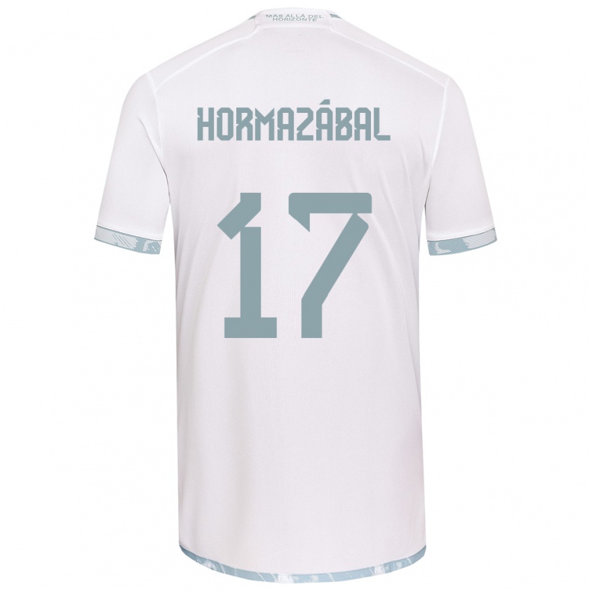 Kandiny Niño Camiseta Fabián Hormazábal #17 Gris Blanco 2ª Equipación 2024/25 La Camisa Chile