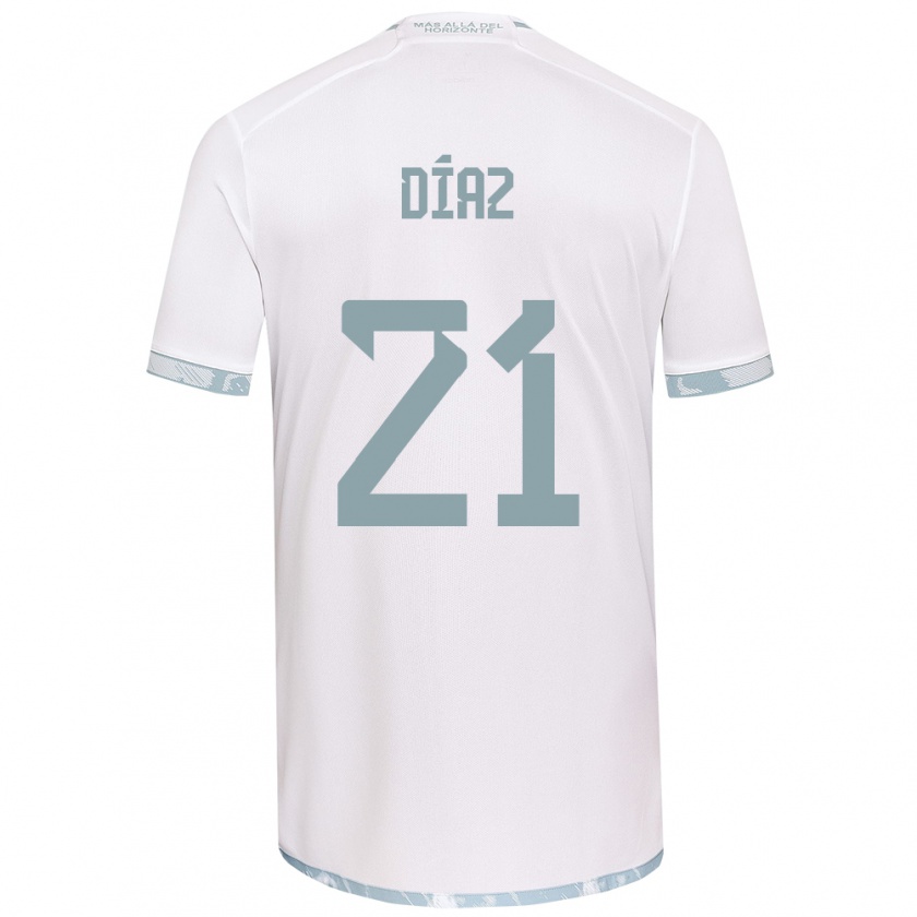 Kandiny Niño Camiseta Marcelo Díaz #21 Gris Blanco 2ª Equipación 2024/25 La Camisa Chile