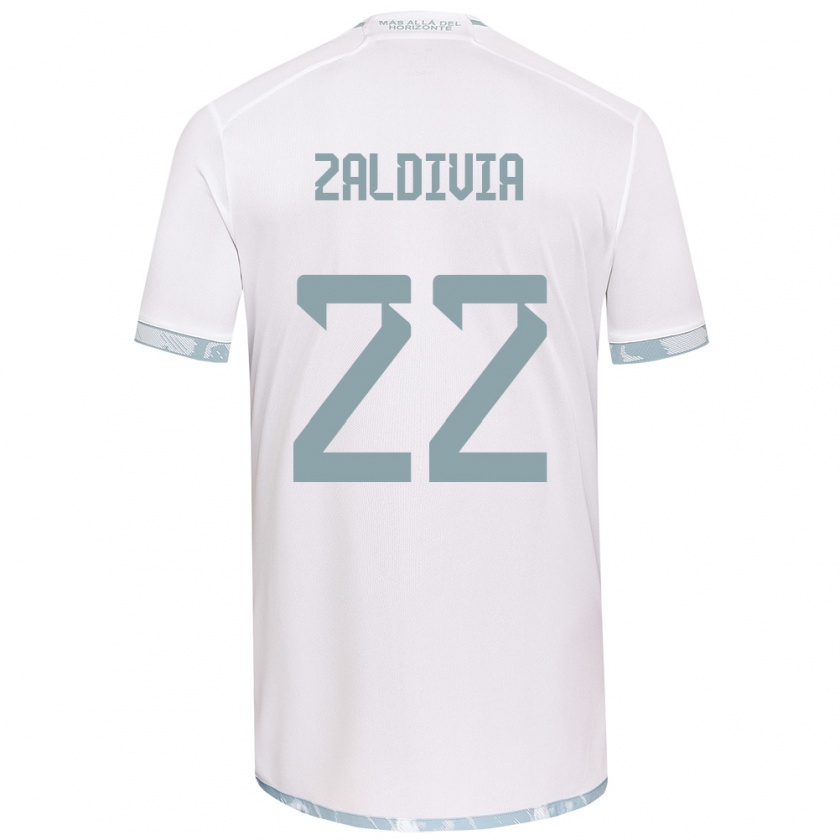 Kandiny Niño Camiseta Matías Zaldivia #22 Gris Blanco 2ª Equipación 2024/25 La Camisa Chile