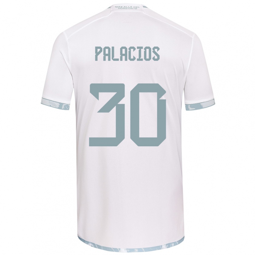 Kandiny Niño Camiseta Cristian Palacios #30 Gris Blanco 2ª Equipación 2024/25 La Camisa Chile