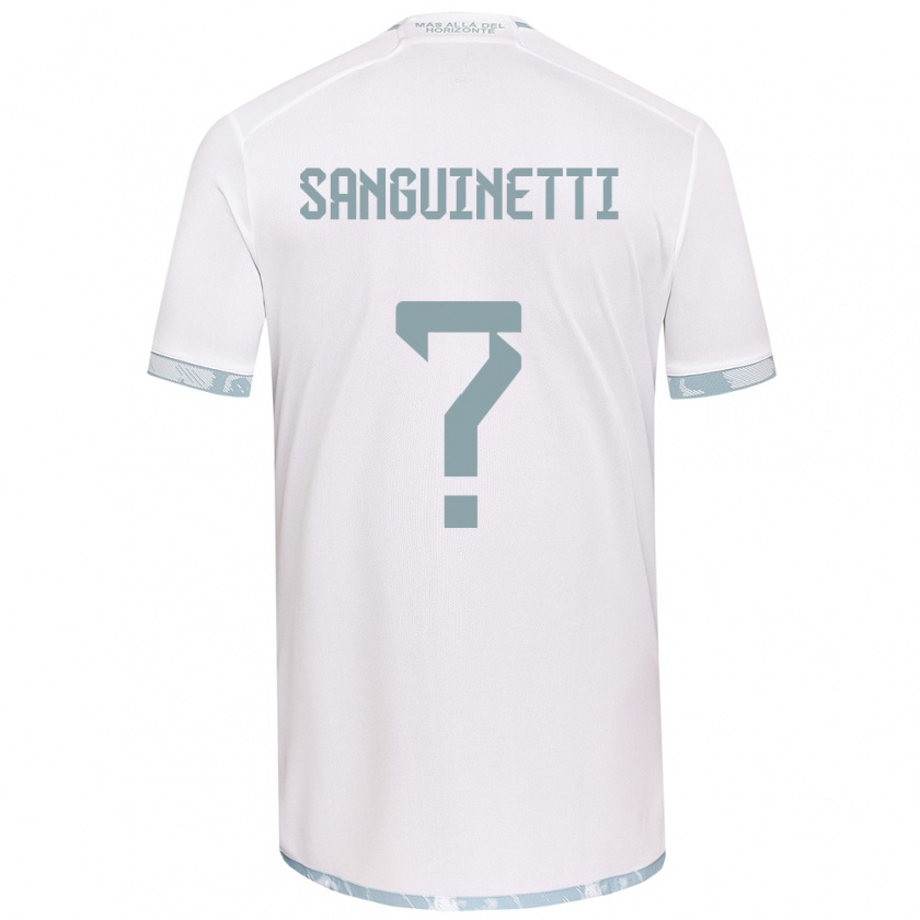 Kandiny Niño Camiseta Fernando Sanguinetti #0 Gris Blanco 2ª Equipación 2024/25 La Camisa Chile