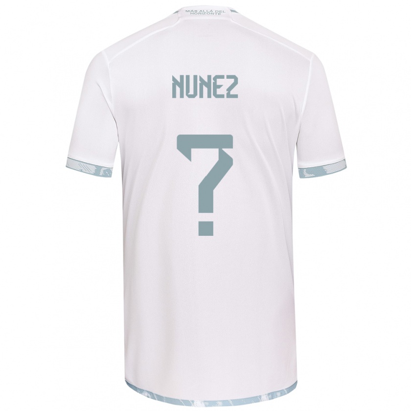 Kandiny Niño Camiseta Renato Nuñez #0 Gris Blanco 2ª Equipación 2024/25 La Camisa Chile