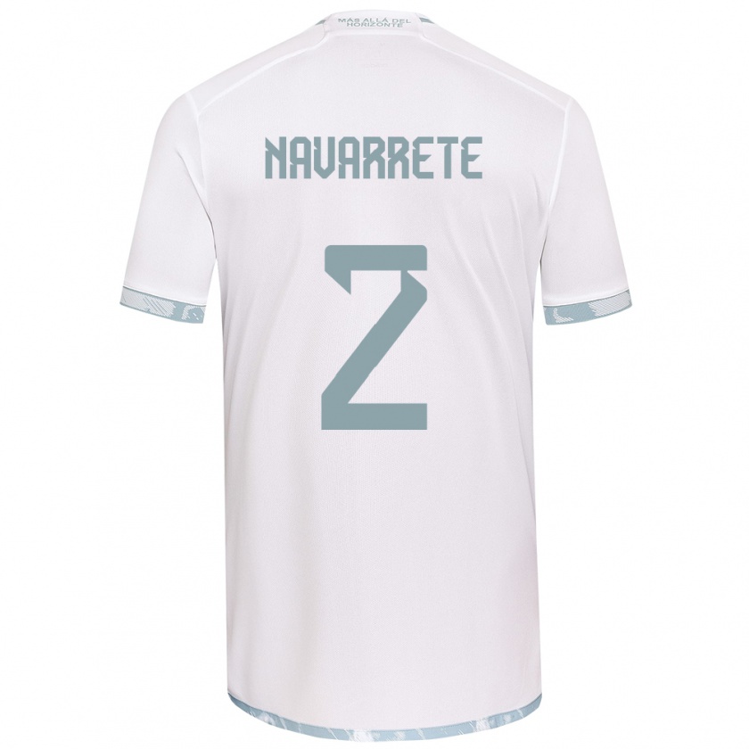 Kandiny Niño Camiseta Daniel Navarrete #2 Gris Blanco 2ª Equipación 2024/25 La Camisa Chile