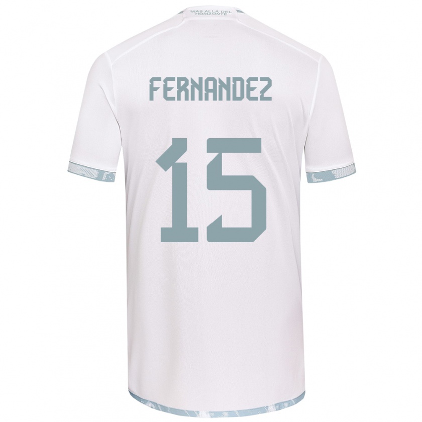 Kandiny Niño Camiseta Vicente Fernández #15 Gris Blanco 2ª Equipación 2024/25 La Camisa Chile