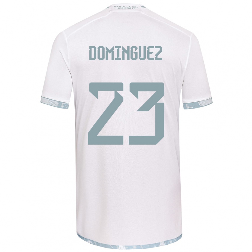 Kandiny Niño Camiseta Nery Domínguez #23 Gris Blanco 2ª Equipación 2024/25 La Camisa Chile