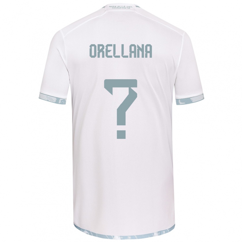 Kandiny Niño Camiseta Bastián Orellana #0 Gris Blanco 2ª Equipación 2024/25 La Camisa Chile