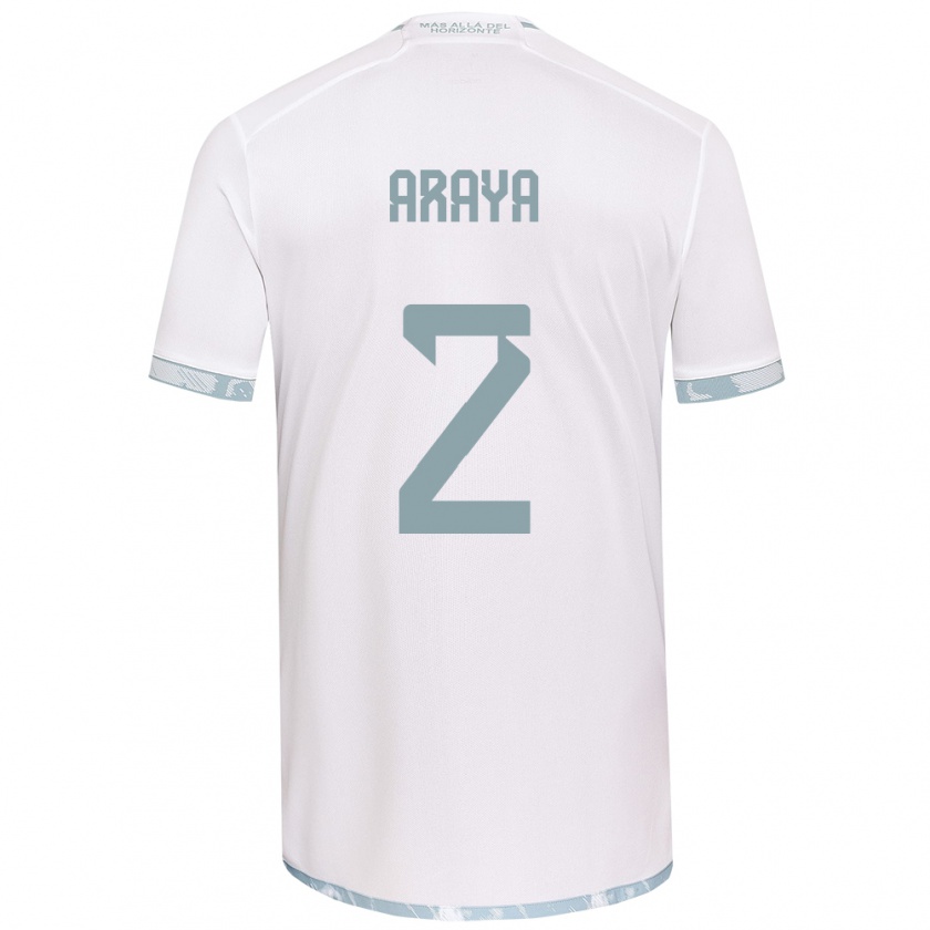 Kandiny Niño Camiseta Fernanda Araya #2 Gris Blanco 2ª Equipación 2024/25 La Camisa Chile