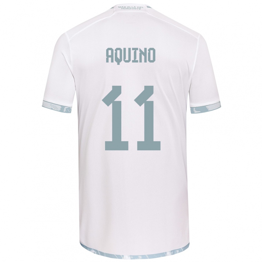 Kandiny Niño Camiseta Yisel Aquino #11 Gris Blanco 2ª Equipación 2024/25 La Camisa Chile