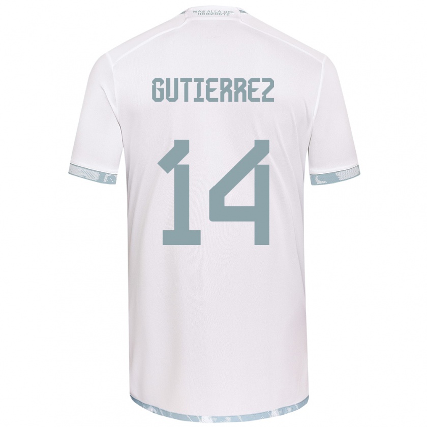 Kandiny Niño Camiseta Ana Gutiérrez #14 Gris Blanco 2ª Equipación 2024/25 La Camisa Chile