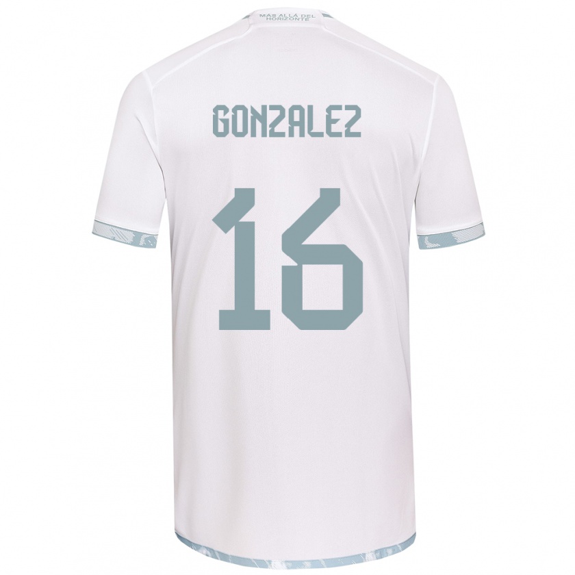 Kandiny Niño Camiseta Monserratt González #16 Gris Blanco 2ª Equipación 2024/25 La Camisa Chile