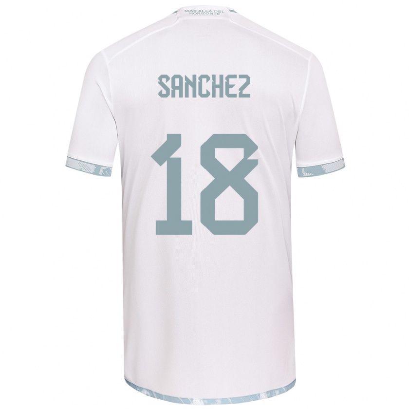 Kandiny Niño Camiseta Bárbara Sánchez #18 Gris Blanco 2ª Equipación 2024/25 La Camisa Chile