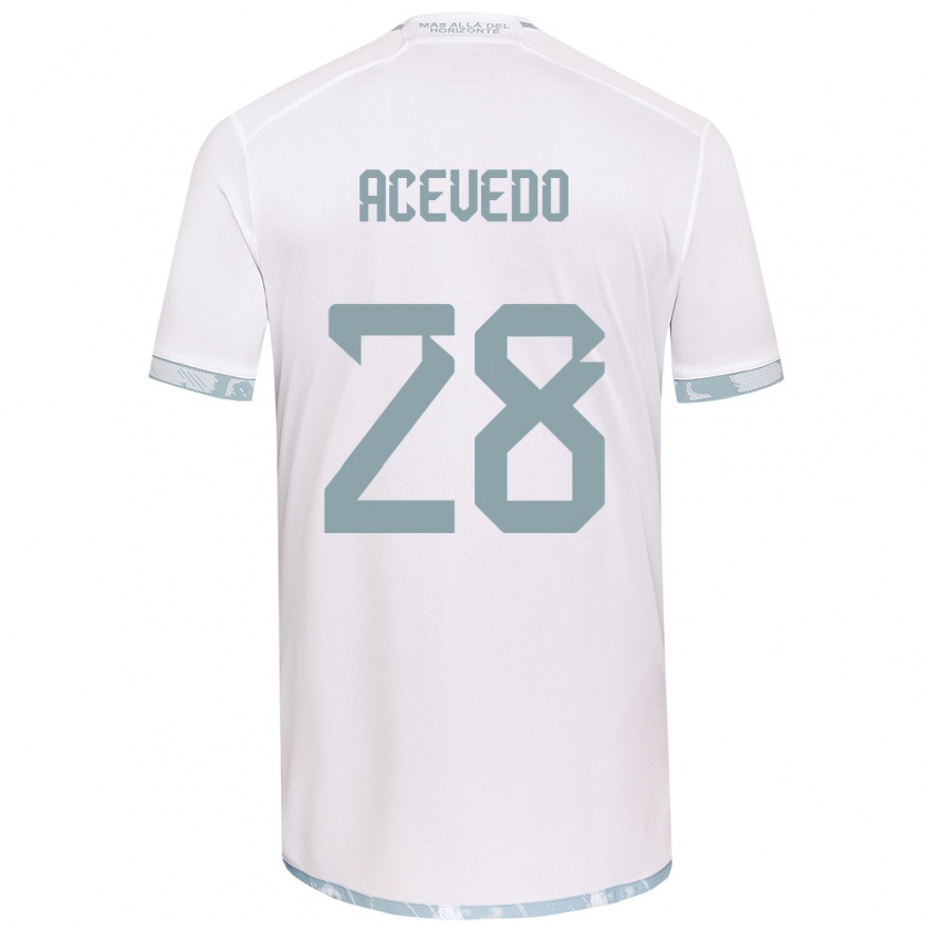 Kandiny Niño Camiseta Florencia Acevedo #28 Gris Blanco 2ª Equipación 2024/25 La Camisa Chile