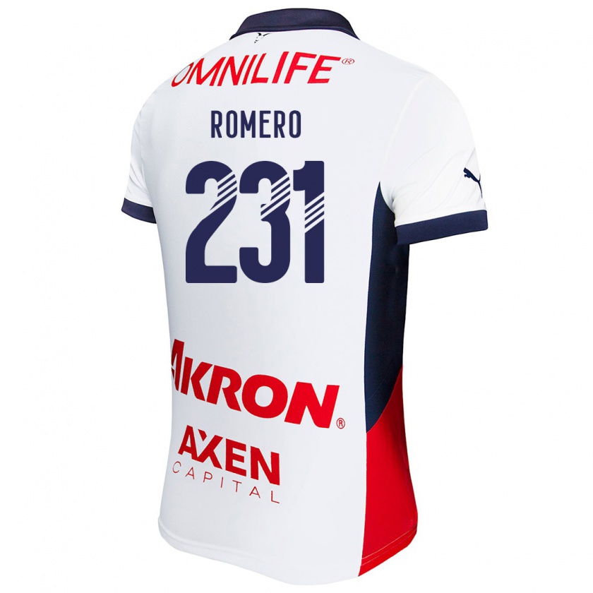 Kandiny Niño Camiseta Ángel Romero #231 Blanco Rojo Azul 2ª Equipación 2024/25 La Camisa Chile