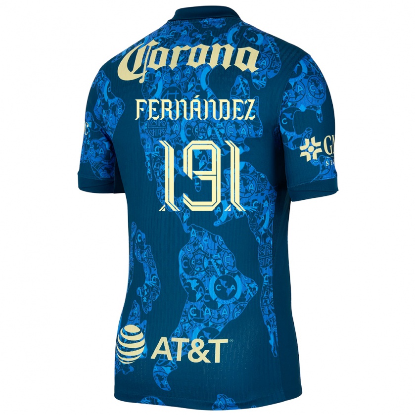 Kandiny Niño Camiseta Adrián Fernández #191 Azul Amarillo 2ª Equipación 2024/25 La Camisa Chile