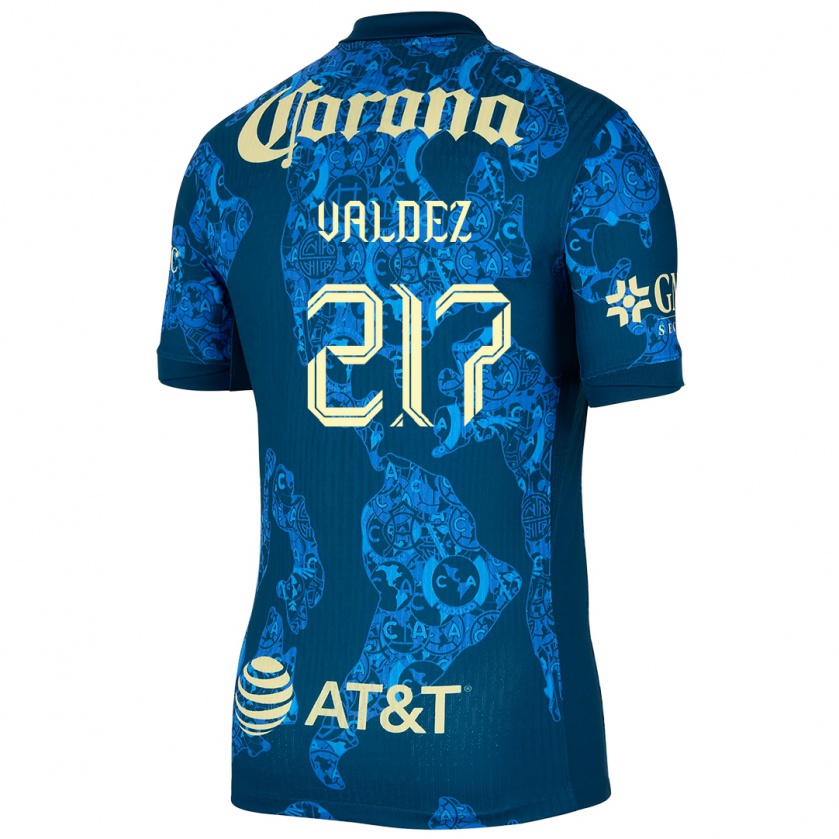 Kandiny Niño Camiseta Víctor Valdez #217 Azul Amarillo 2ª Equipación 2024/25 La Camisa Chile