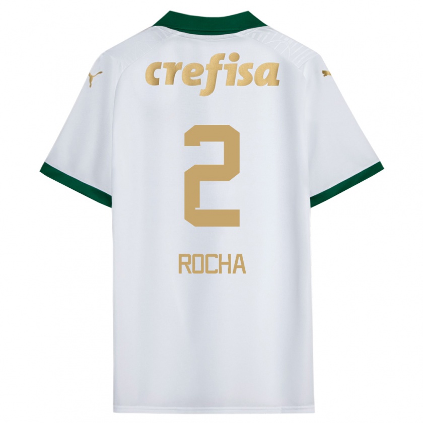 Kandiny Niño Camiseta Marcos Rocha #2 Blanco Verde 2ª Equipación 2024/25 La Camisa Chile