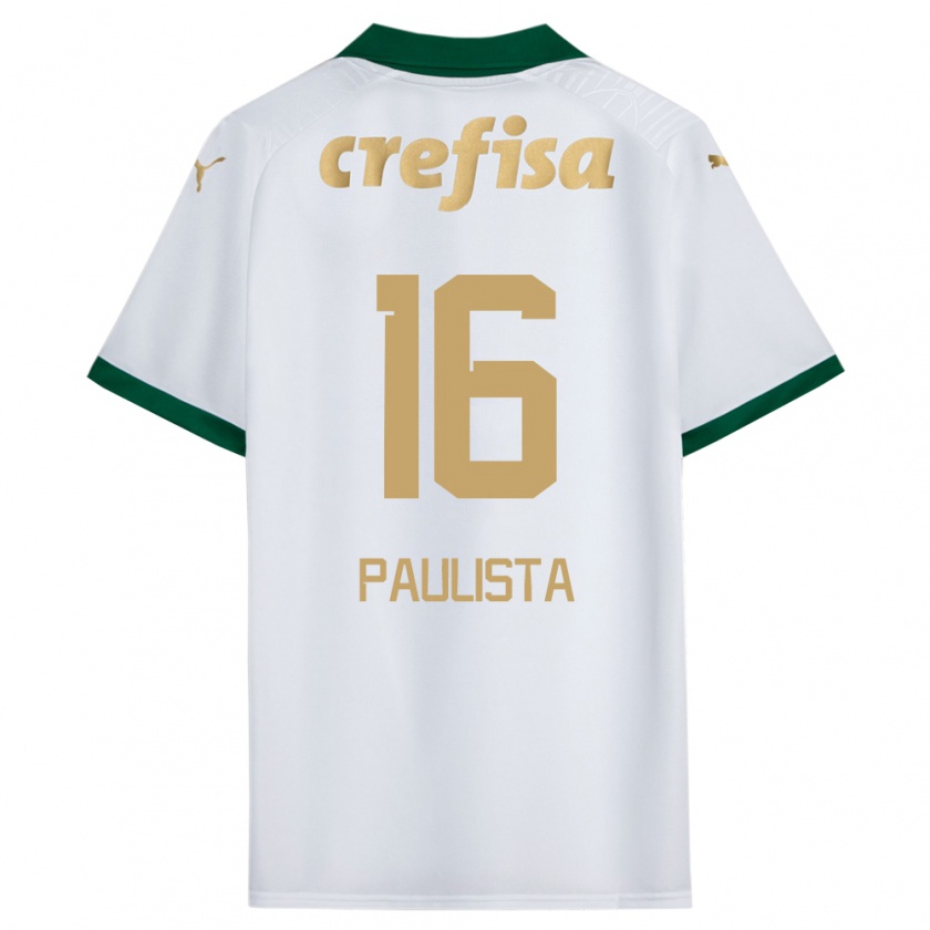 Kandiny Niño Camiseta Caio Paulista #16 Blanco Verde 2ª Equipación 2024/25 La Camisa Chile