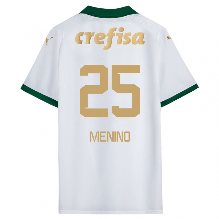 Kandiny Niño Camiseta Gabriel Menino #25 Blanco Verde 2ª Equipación 2024/25 La Camisa Chile