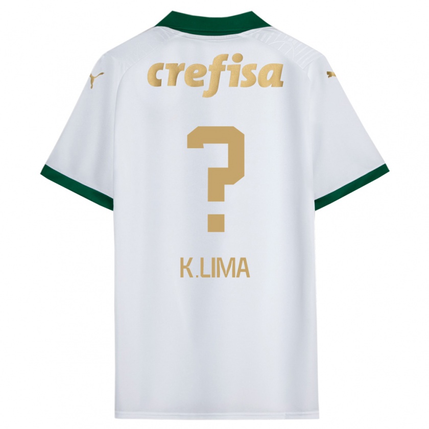 Kandiny Niño Camiseta Kauan Lima #0 Blanco Verde 2ª Equipación 2024/25 La Camisa Chile