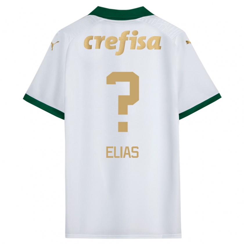 Kandiny Niño Camiseta Allan Elias #0 Blanco Verde 2ª Equipación 2024/25 La Camisa Chile