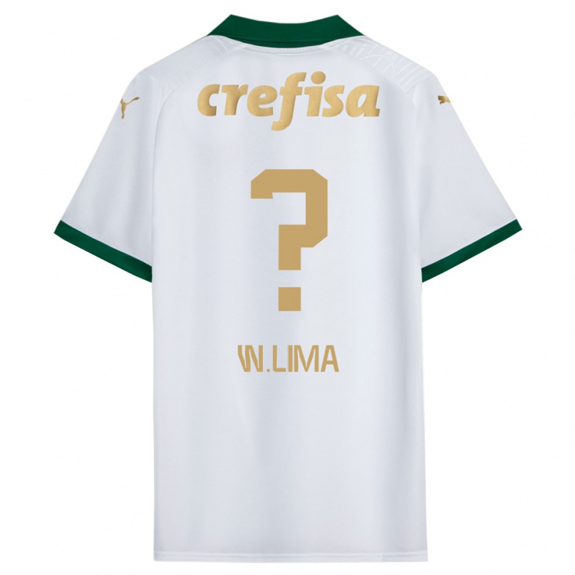 Kandiny Niño Camiseta Wesley Lima #0 Blanco Verde 2ª Equipación 2024/25 La Camisa Chile