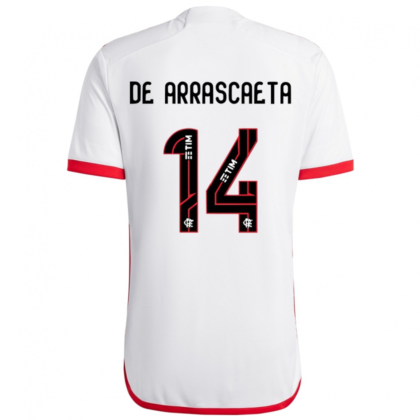 Kandiny Niño Camiseta Giorgian De Arrascaeta #14 Blanco Rojo 2ª Equipación 2024/25 La Camisa Chile