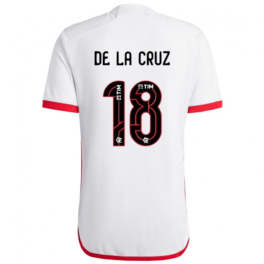 Kandiny Niño Camiseta Nicolás De La Cruz #18 Blanco Rojo 2ª Equipación 2024/25 La Camisa Chile