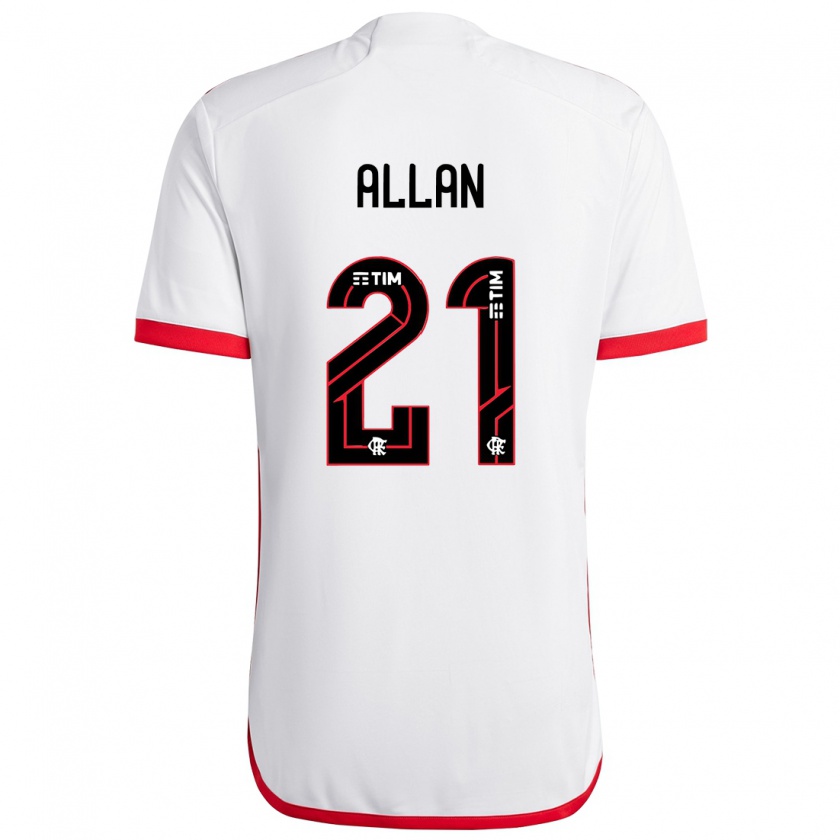 Kandiny Niño Camiseta Allan #21 Blanco Rojo 2ª Equipación 2024/25 La Camisa Chile