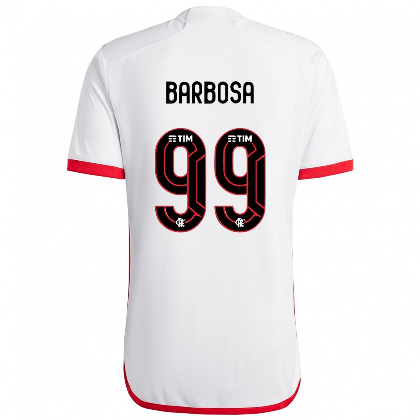 Kandiny Niño Camiseta Gabriel Barbosa #99 Blanco Rojo 2ª Equipación 2024/25 La Camisa Chile