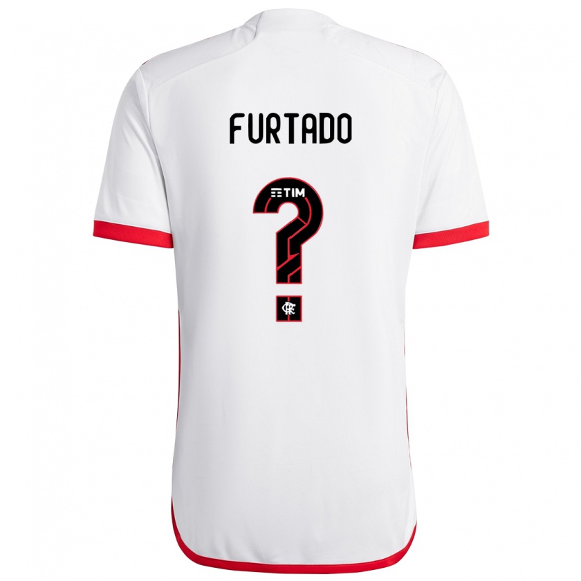 Kandiny Niño Camiseta Lucas Furtado #0 Blanco Rojo 2ª Equipación 2024/25 La Camisa Chile