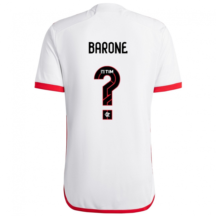 Kandiny Niño Camiseta Caio Barone #0 Blanco Rojo 2ª Equipación 2024/25 La Camisa Chile