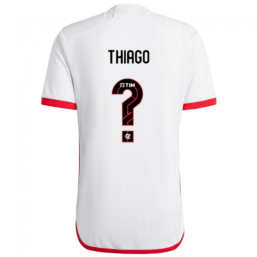 Kandiny Niño Camiseta Victor Thiago #0 Blanco Rojo 2ª Equipación 2024/25 La Camisa Chile