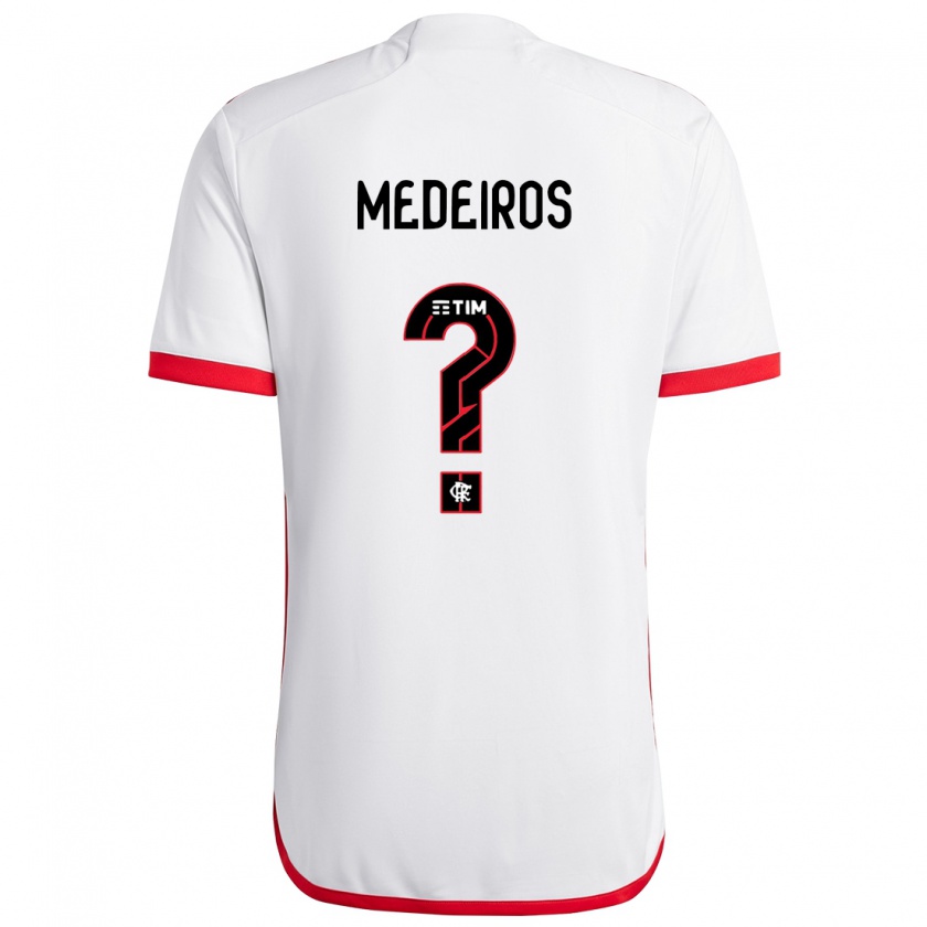 Kandiny Niño Camiseta Thiago Medeiros #0 Blanco Rojo 2ª Equipación 2024/25 La Camisa Chile