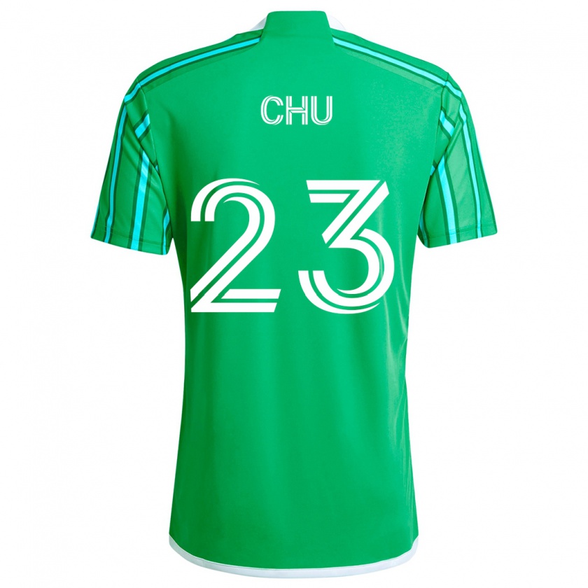 Kandiny Hombre Camiseta Léo Chú #23 Verde Blanco 1ª Equipación 2024/25 La Camisa Chile