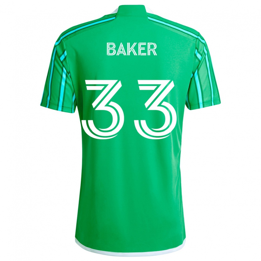 Kandiny Hombre Camiseta Cody Baker #33 Verde Blanco 1ª Equipación 2024/25 La Camisa Chile