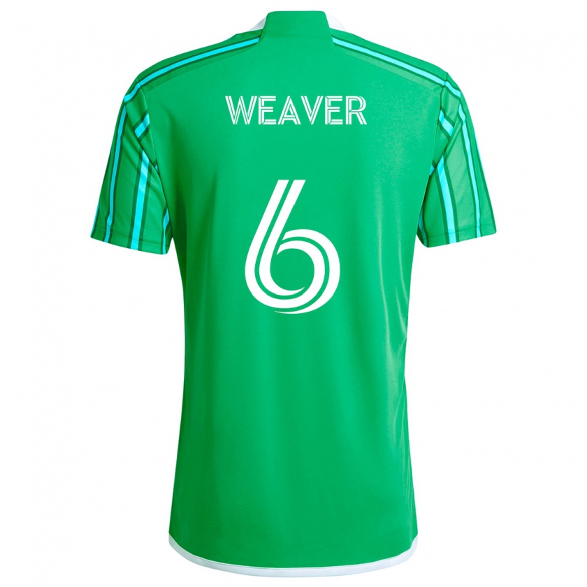 Kandiny Hombre Camiseta Morgan Weaver #6 Verde Blanco 1ª Equipación 2024/25 La Camisa Chile