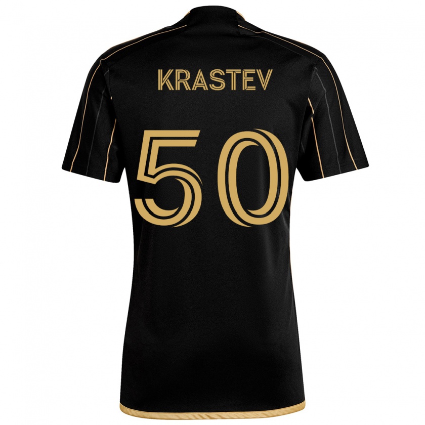 Kandiny Hombre Camiseta Filip Krastev #50 Oro Negro 1ª Equipación 2024/25 La Camisa Chile