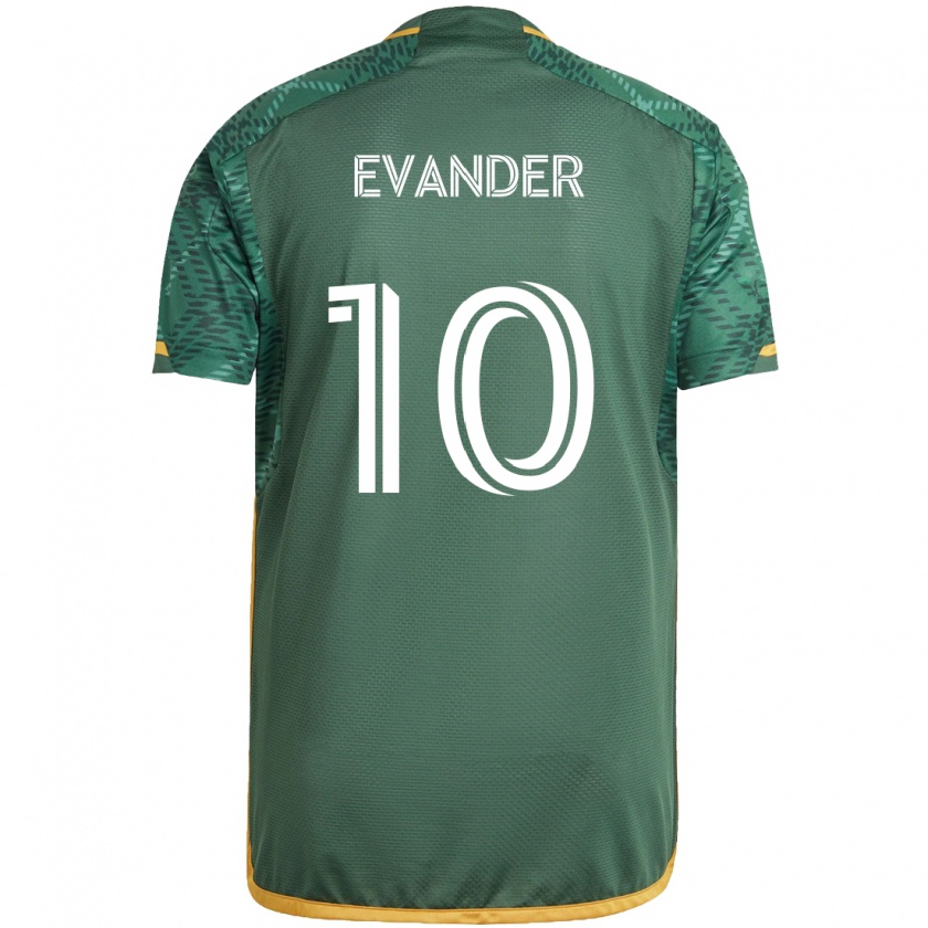 Kandiny Hombre Camiseta Evander #10 Verde Naranja 1ª Equipación 2024/25 La Camisa Chile