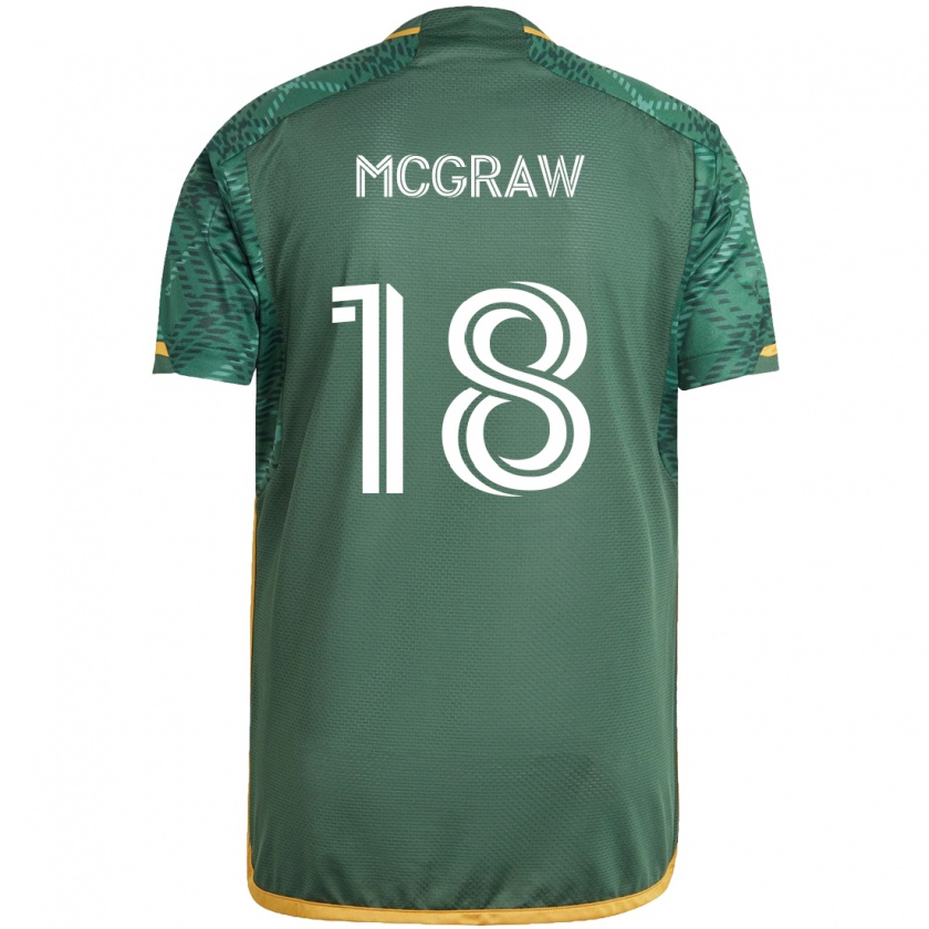 Kandiny Hombre Camiseta Zac Mcgraw #18 Verde Naranja 1ª Equipación 2024/25 La Camisa Chile