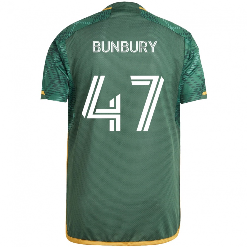 Kandiny Hombre Camiseta Mataeo Bunbury #47 Verde Naranja 1ª Equipación 2024/25 La Camisa Chile