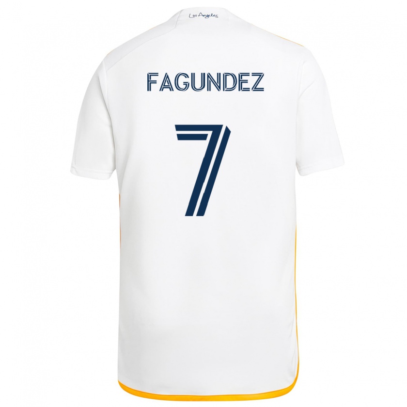 Kandiny Hombre Camiseta Diego Fagúndez #7 Blanco Amarillo 1ª Equipación 2024/25 La Camisa Chile