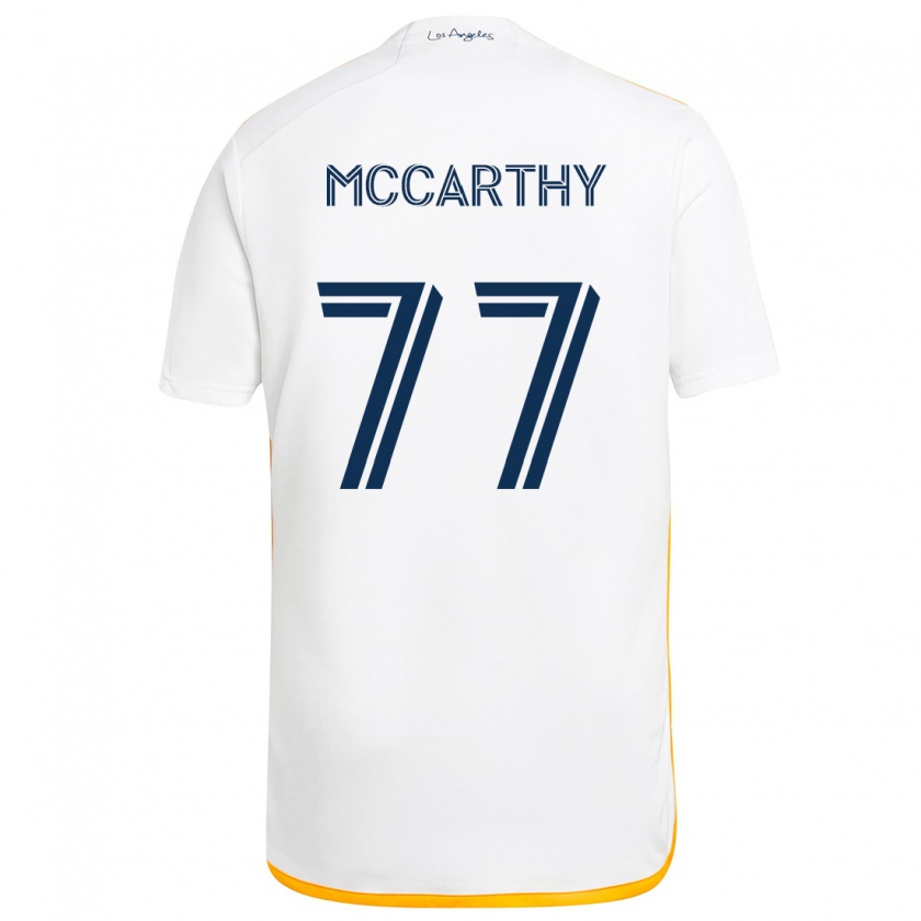 Kandiny Hombre Camiseta John Mccarthy #77 Blanco Amarillo 1ª Equipación 2024/25 La Camisa Chile