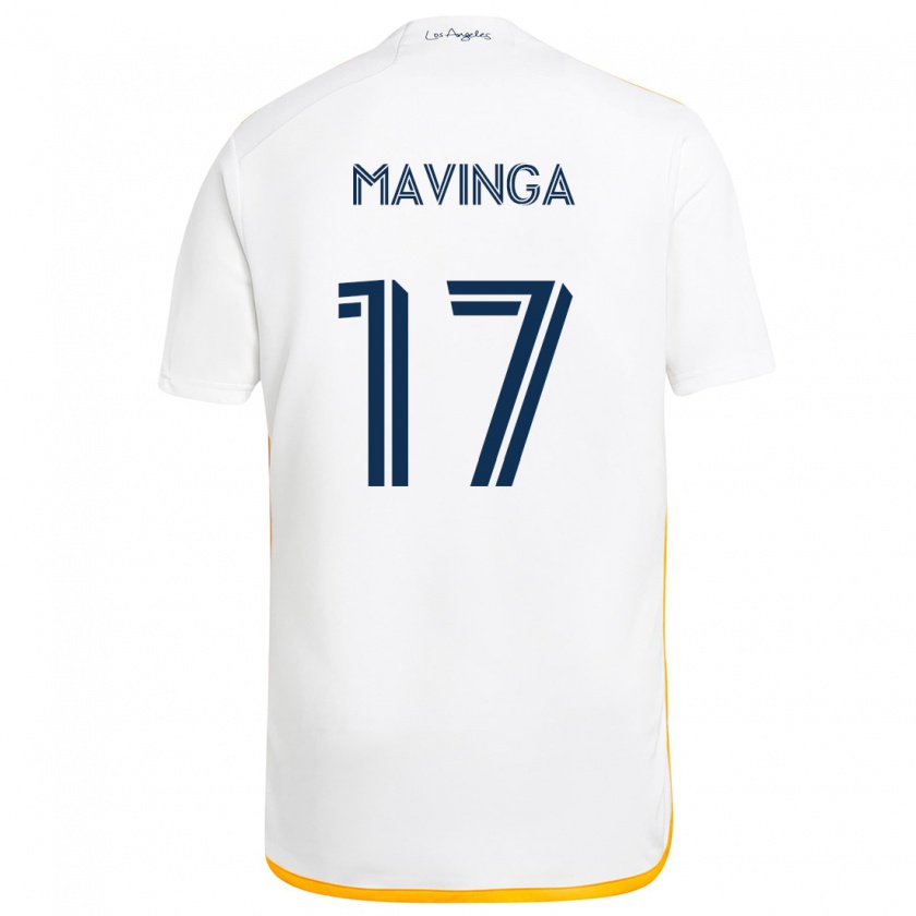 Kandiny Hombre Camiseta Chris Mavinga #17 Blanco Amarillo 1ª Equipación 2024/25 La Camisa Chile