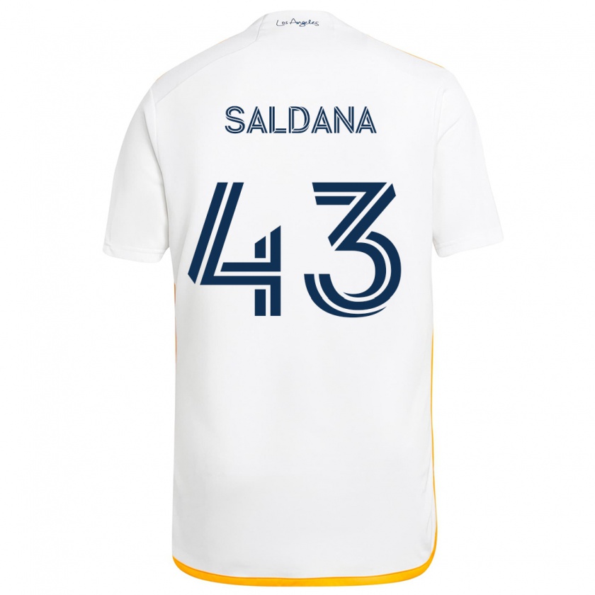 Kandiny Hombre Camiseta Adam Saldaña #43 Blanco Amarillo 1ª Equipación 2024/25 La Camisa Chile