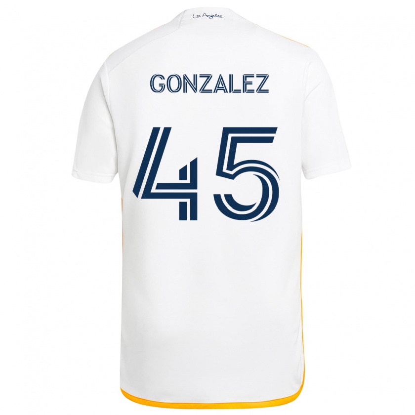 Kandiny Hombre Camiseta Adrián González #45 Blanco Amarillo 1ª Equipación 2024/25 La Camisa Chile