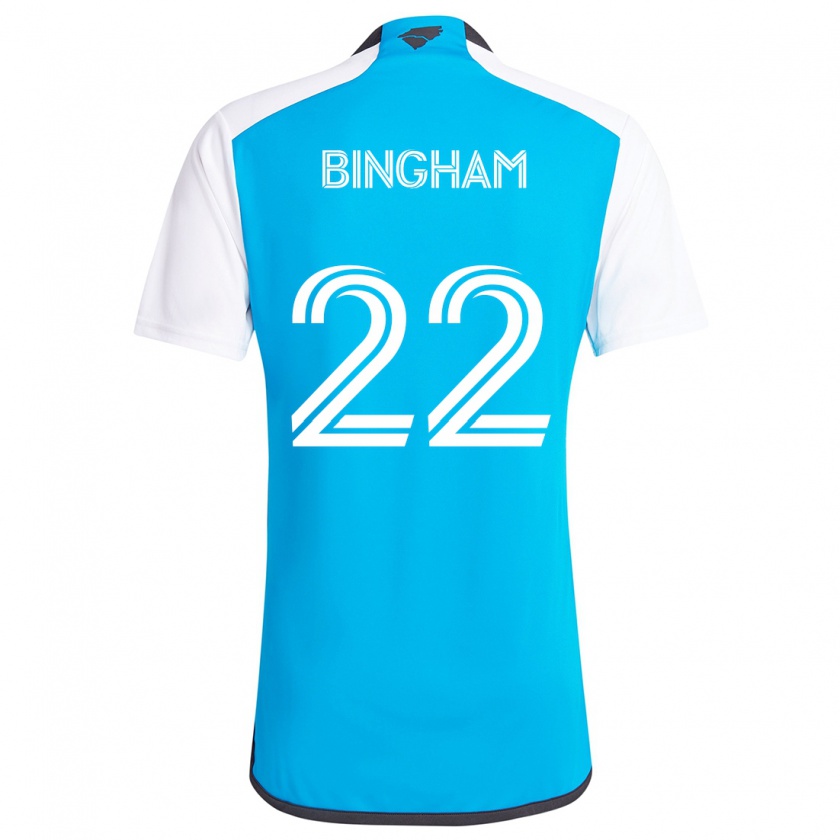 Kandiny Hombre Camiseta David Bingham #22 Azul Blanco 1ª Equipación 2024/25 La Camisa Chile